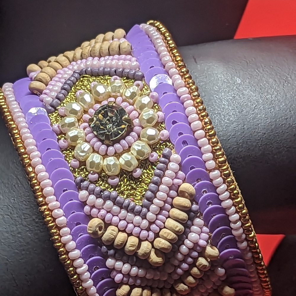 Purple and Gold Beaded Bracelet